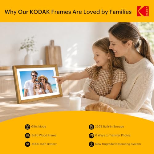 KODAK 10.1" WiFi Digital Picture Frame, Rechargeable Battery, Solid Wood - image 2