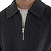 Men's Simple Ribbed Zipper Long Sleeve Quarter-Zip Knit Pullover Sweater Casual Versatile Polo Sweatshirt (Black,Large)