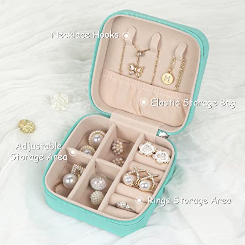 MFXIP Travel Jewelry Case Small Jewelry Box Jewelry Organizer Storage Case Portable PU Leather Mini Jewelry Travel Case for Girls Womens Earring,... - Image 2