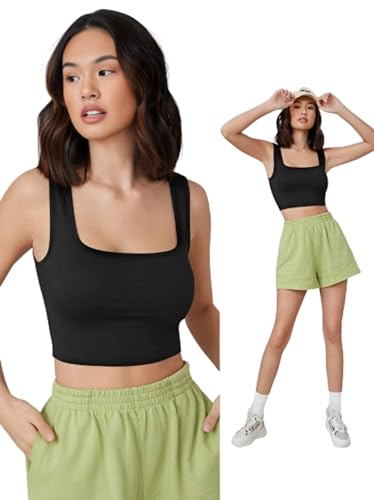 Image of Ben Martin Women's Cotton Stretchable Square Neck Sleeveless Tank Top