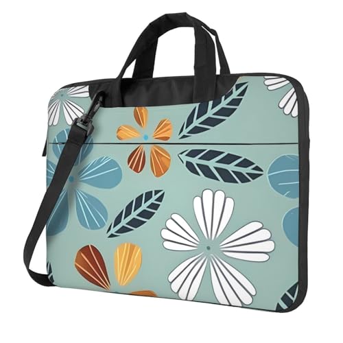 Sacoche ordinateur portable à fleurs avec bandoulière amovible et poignée