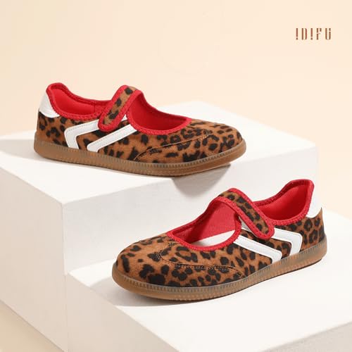 Image of IDIFU Mary Jane Sneakers for Women Retro Fashion Casual Ballet Flats | Lightweight Memory Foam Insole Non-Slip Hook and Loop Spring Tennis Walking Shoes