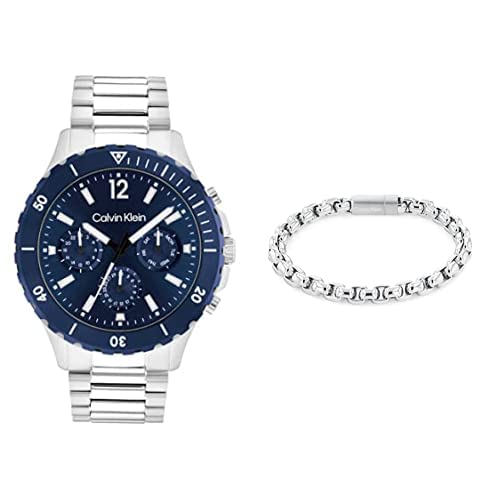 Calvin KleinSport For Him Men's Blue Dial, Stainless Steel Watch + Calvin Klein Iconic Id, Men's Bracelet