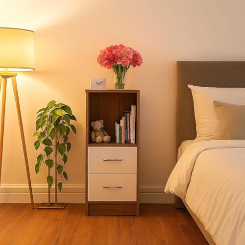 Image of Livi Multipurpose Storage Unit | Engineered Wood | Free-Standing Cabinet | Lyon Teak & White Finish | Spacious & Durable | Easy Knock-Down Assembly