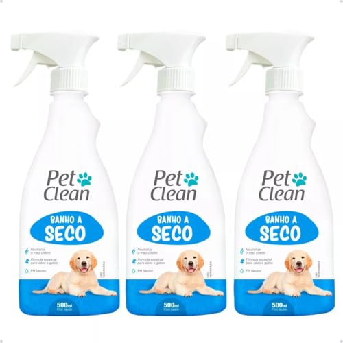 Kit 3 Banhos a Seco para Animais de Estimação 500ml Pet Clean