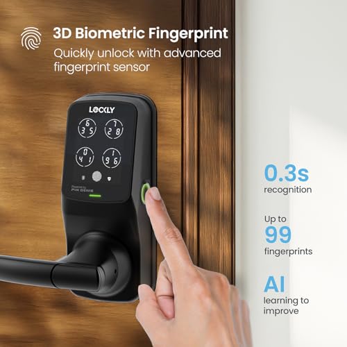 Lockly Secure Pro Smart Lock Wi-Fi, Keyless Entry Digital Keypad Door Lock, 3D Biometric Fingerprint Sensor Front Door Lock with Handle, Voice Control & Auto Lock - Latch Edition – Image 5