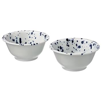 Digital Shoppy SILVERSIDA Bowl, Patterned/Blue, 14 cm (2 Pack), Stoneware