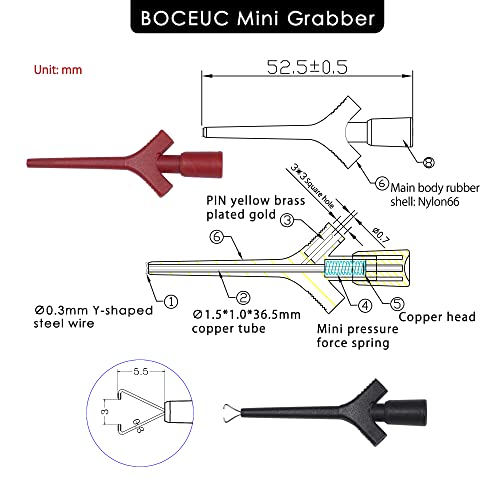 Boceuc Test Lead Set, Mini Grabber Test Hook Clips Silicone Jumper Wires Cable For Logic Analyzer Electrical Testing, 60 V, 3A(6 Colors 18Pcs) #TOP2