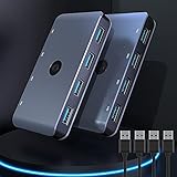 🌈 【Commodité et indicateur LED】 Le commutateur USB 3.0, le bouton et la LED indiquent les lumières, vous pouvez facilement basculer entre 4 ordinateurs en un seul clic sur le bouton avec LED indiquant l'ordinateur actif.Bus alimenté sans alimentation externe requise.