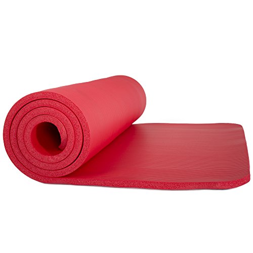 Extra-Thick Yoga Mat - Durable Exercise Foam Mat With Carry Strap For Gym Sessions, Fitness Training, Workout Equipment, And Pilates By Wakeman (Red) #TOP4