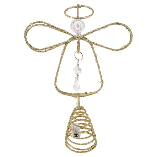 Ángel para árbol de Navidad grande con base de espiral y adornos elegantes 2