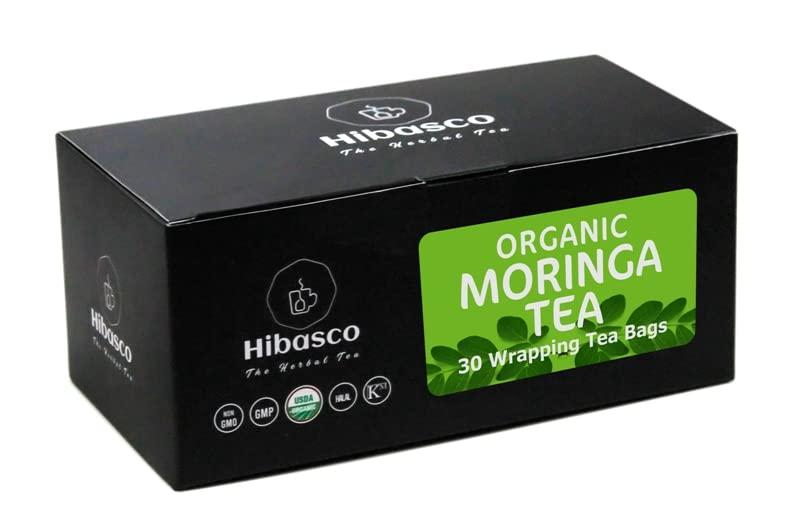HIBASCO Moringa Tea (30 Tea Bags) Moringa Oleifera, Drumstick, Horseradish, Miracle, Ben, and Shigru tree leaf tea, for Detoxification and Immunity boost.