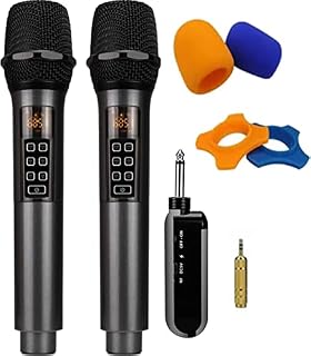 Vocal-Star 2 Wireless Microphones, UHF, Echo Control, Volume Control, Rechargeable, Dual Microphone For Karaoke Singing Speeches Vocals DJs (4 UHF Different Channels to Choose From)
