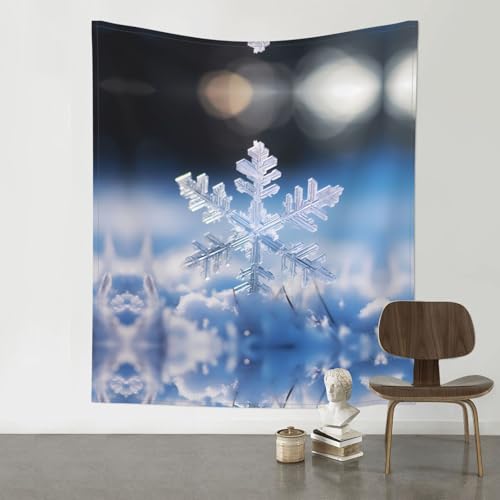 LPLSNWS Bedruckter Wandteppich mit Schneeflocken-Motiv, geeignet für Schlafzimmer, Schlafsaal oder Picknickdecke usw.