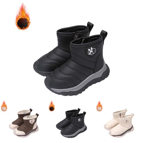 Boys Girls Kids Snow Boots W𝐚terproof Anti-Ski𝐝 Winter Outdoor Shoes Toasty-Dry Water-Resistan𝐭 Boots for Toddlers3