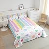 Feelyou Pretty Rainbow Bedding Set for Kids Boys Girls Colorful Love Heart Comforter Twin Size Dot Comforter Set Bedroom Decor Kawaii Quilt Set Bedding Collection 2Pcs #2