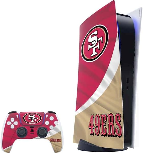 Skinit Decal Gaming Skin Compatible with PS5 Bundle - Officially Licensed NFL San Franciso 49ers Black & White Design