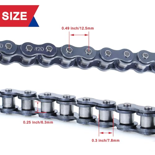 Image of Front 420 Jackshaft Chain 42 Links Mini Bike Drive Chain for Coleman CT200U CT200U-EX BT200X Baja Warrior Heat Mini Baja Massimo MB165 MB200 Heavy Duty Parts Roller Chain with 8pcs Master Links