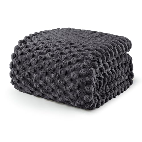 Image of Exclusivo Mezcla Fleece Twin Blanket for Bed, Extra Large Fuzzy Dark Grey Bed Blankets, Soft Cozy Plush Sofa Throws for All Seasons, 90x66 Inches