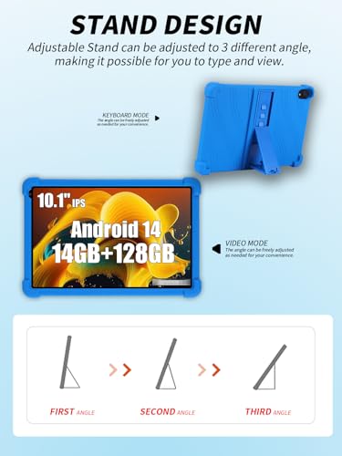 Étui tablette Yicty C48 C108 en silicone bleu 10 pouces avec support