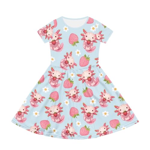 Dress for Girls Short Sleeve Dresses with Pocket Cute Outfits Summer Dress Size 2-14 T Kids