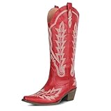 mikarka Red Cowboy Boots for Women Red Cowgirl Boots Western Knee High Cowboy Boots Women Botas Vaqueras Para Mujer Rodeo Outfits Size 8