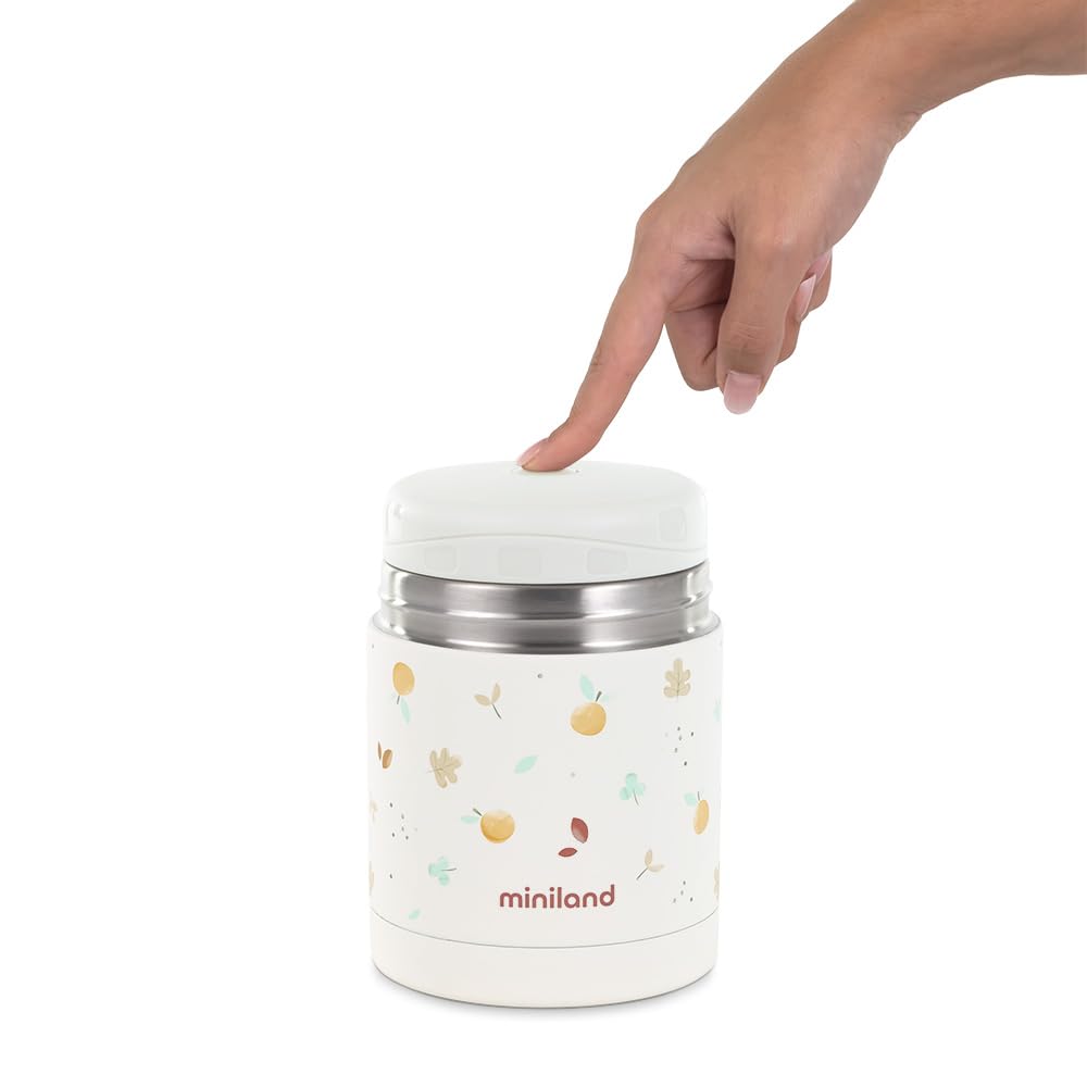 Miniland Thermos Valencia 600ml. Thermos pour aliments solides, avec double couche d'acier qui maintient la température des aliments pendant des heures