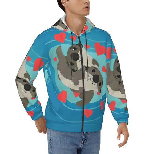 Sweat à capuche loutre homme EdWal veste zippée manches longues