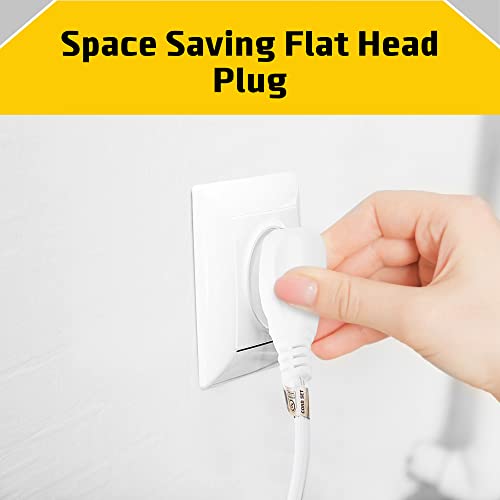 Clearmax 3 Prong Extension Cord With Multiple Outlets, Heavy Duty 3 Outlet Extension Cord With Flat Head, Power Outlet For Use In Home, Garage Or Workshop, 16 Awg Indoor Extension Cord White, 25 Feet #TOP2