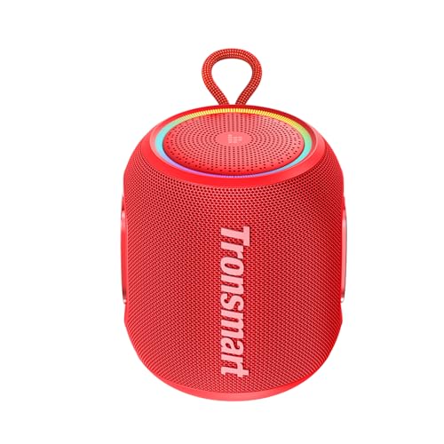 Tronsmart T8 Mini Altavoz Portátil Bluetooth Potente, 16W Potencia, IPX7 Impermeable, 20H Duración, Conexión estéreo, Compatible SD/AUX, Ideal para Fiestas, Viajes y Exteriores, Rojo