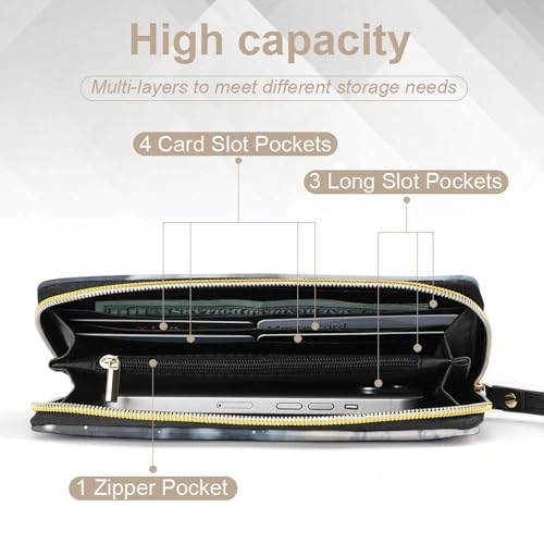 Cute Xmas Reindeer Wallets for Women Long Wristlet Leather Wallets with Zipper Holder Large Capacity Coin Pocket4