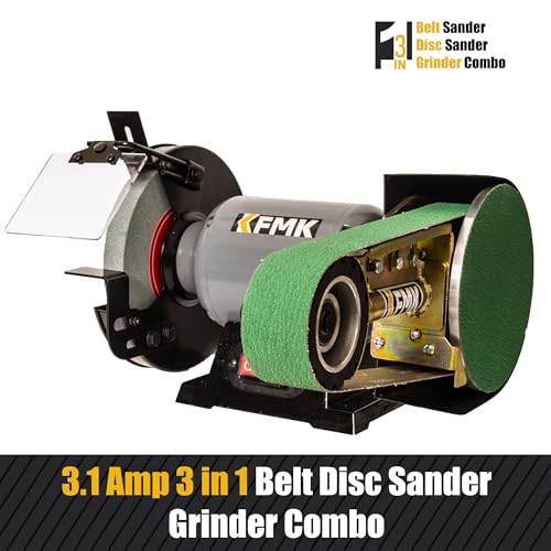 KFMK 𝟑𝐢𝐧𝟏 2"x36" Belt Sander 7" Disc Sander and 8" Grinder Combo, 3.1 Amp Bench Belt Sander for Metal Working, 2 inch Belt Grinder for Knife Making and Sharpening, KF8236 - Image 2