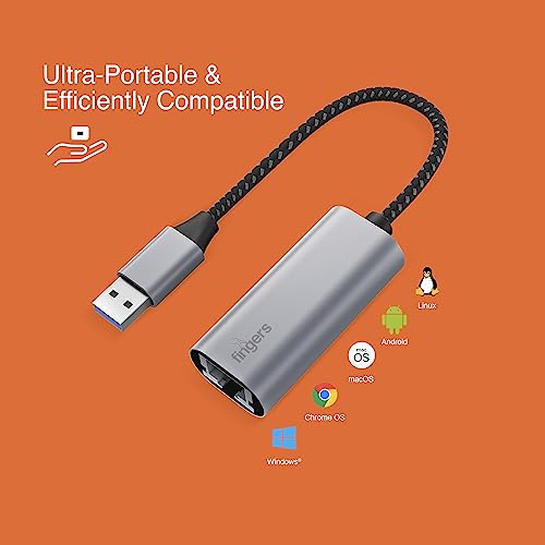 Image of FINGERS GigaNet USB-A to Giga LAN Ethernet Adapter - Super High Speed Data Transfer up to 1 Gbps, Plug-n-Play, Ultra-Portable, Compatible with Windows, macOS, Android, and More