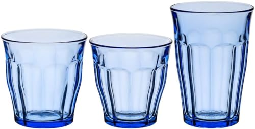 Duralex® Le Picardie® Set mit 18 Gläsern, Marineblau, 25 cl, 31 cl und 36 cl – Wasserglas, Saft, Soda und Cocktail – Hartglas… – Ansicht 1