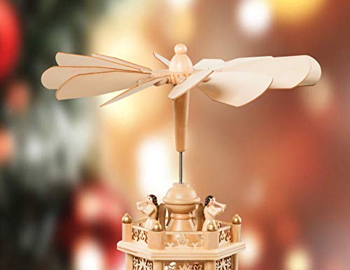 German Christmas Decoration Pyramid 18 Inches Nativity Scene. Holiday Nativity Carousel.6 Candle Holders. German Design #TOP3