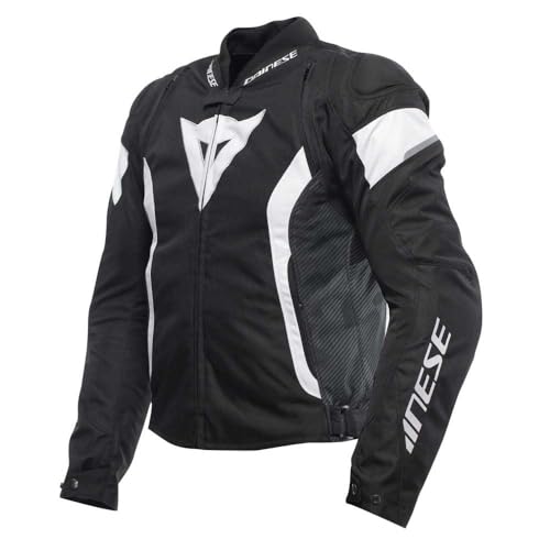Dainese - Avro 5 Tex Jacket, Giacca Moto in Tessuto, con Protezioni su Spalle, Man, Nero/Bianco/Nero, 52