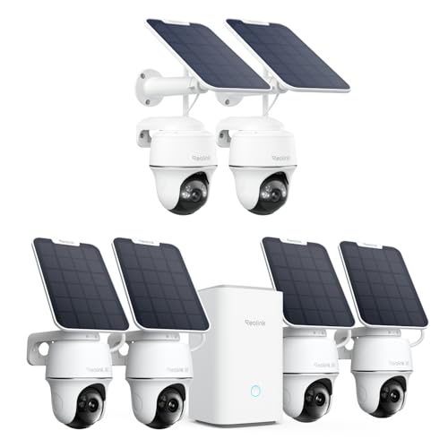 REOLINK Argus PT & Argus PT Ultra 4-Cam Security Bundle, Solar Camera Outdoor Wireless, 5MP 2K+ & 8MP 4K Pan-Tilt, 360°  - Detailed View