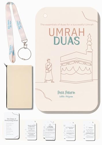 UMRAH DUA Cards with INVOCATIONS for MECCA & Medina, Waterproof Cards, Step-by-Step Guide, Lanyard &Transport Pouch, Complete Support to Successfully Complete Your UMRAH with Peace of Mind