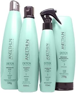 Kit Aneethun Detox System 4 Prod Shampoo, Loção, Bals e Esf