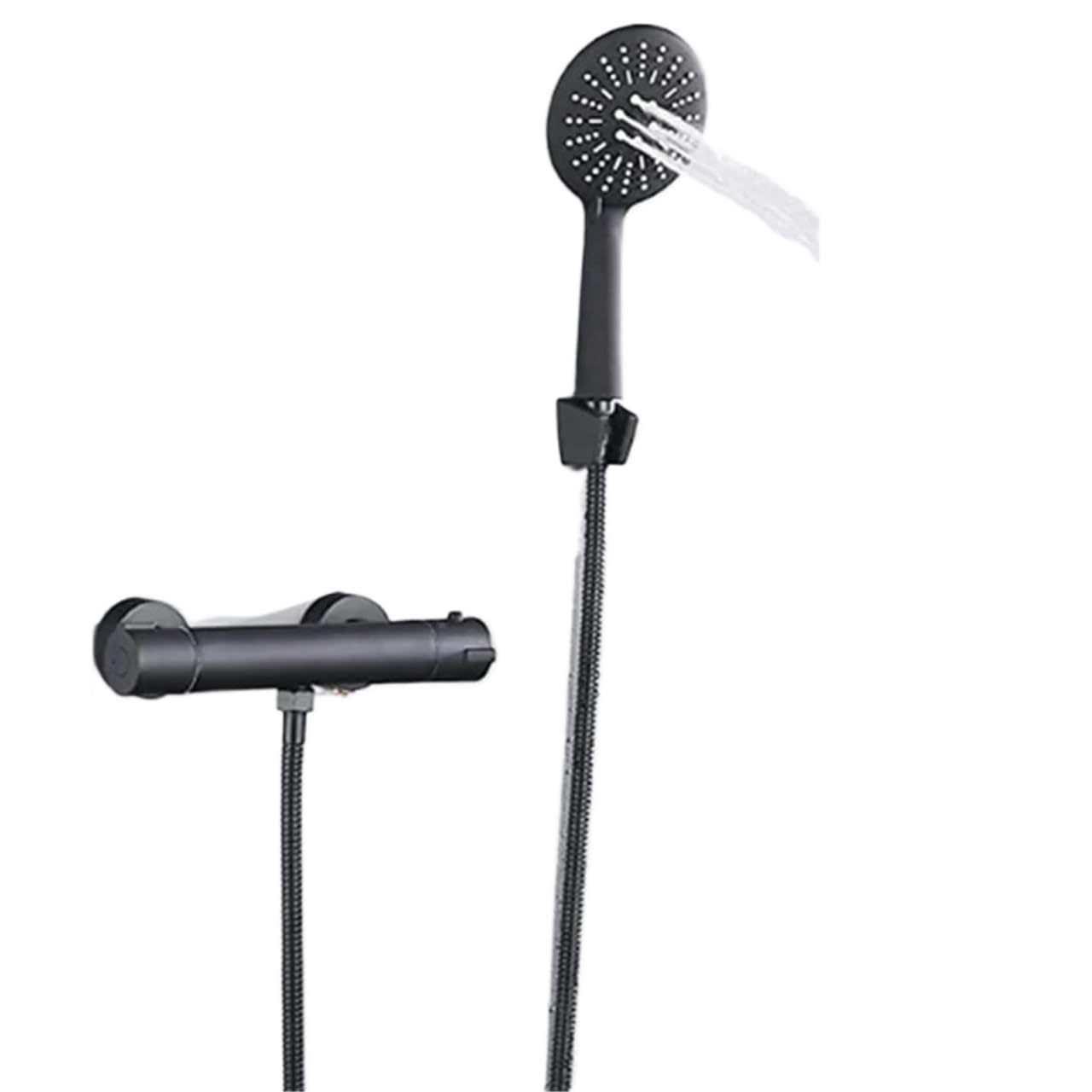 Xpjyua Black Full Set C Thermostatic Shower Mixer Thermostatic Shower Faucet Bathroom Chrome Mixertap Thermostat Wall Mounted Bathtub Brass Mixer(Black Full Set C)