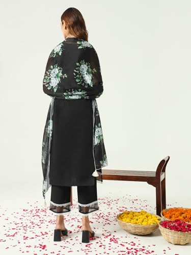 Image of FIORRA Women's Cotton Straight Kurta Pant With Dupatta