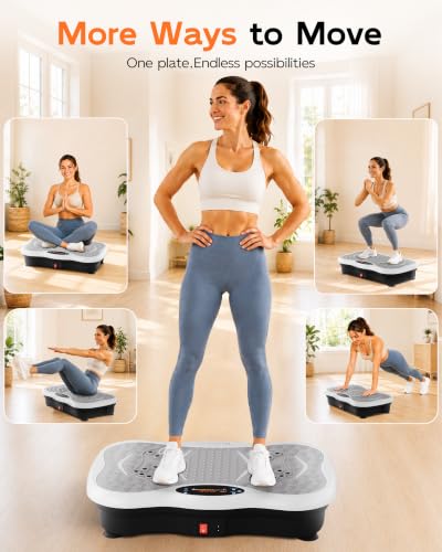 Image of Vibration Plate Exercise Machine for Lymphatic Drainage, 200 Speeds Vibrating Fitness Platform for Full Body Workout and Weight Loss, 300 Lbs Capacity with Resistance Bands for Women Men