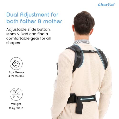 Image of Cherilo Baby Carrier | Adjustable 4 Carry Positions Baby Carrying Bag | Comfortable Baby Carrier for 0 to 3 Year for New Born & Toddler up to 15 Kgs | Dark Grey