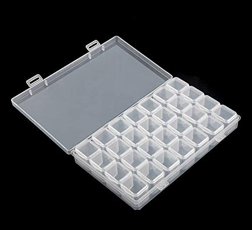 Miniatura 3 de Caja organizadora vacía de plástico transparente con 28 ranuras, para decoración de uñas, contenedor de almacenamiento para uñas, cristales de