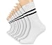 Produktbild FLINK Herren Damen Crew Socks Socken mit Streifen Baumwolle Weiß 43-46 (5 Paar) | Beste Qualität & Lange Haltbarkeit