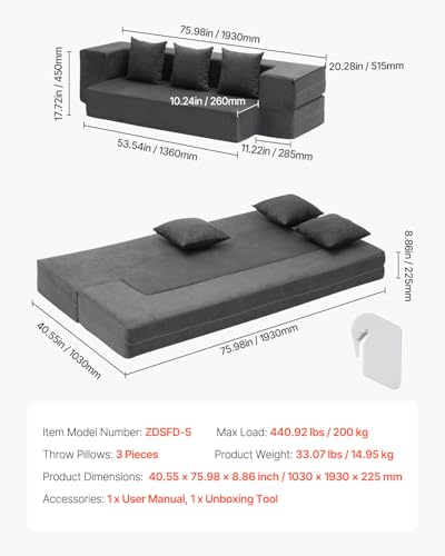 Sofá cama plegable de 225 mm de espesor contra dolores de espalda en visitas 3