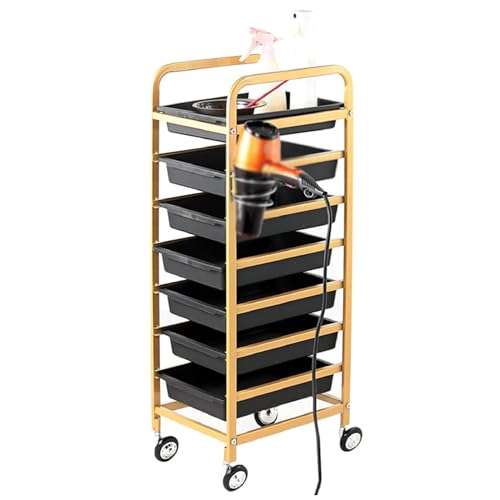 Salon Service Tray 6 Tiers Salon Beauty Trolley Cart Storage Cart Organizer with 6 Drawer and Wheels SPA Utility Carts Space Saving Salon Cart Tattoo Tray Cart Storage Utility Cart