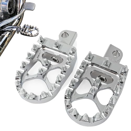 Image of DREAMIZER Wide Foot Pegs for Motorcycle,Sliver CNC MX Chopper Bobber Style Motorcycle Footpegs 360 Roating Front Rear Footrest Compatible with Harley Dyna Sportster Iron 883 and More