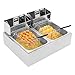 Friteuse Acier Inoxydable Double Bac, 2 Thermostats Indépendants 6L Chaque, Paniers Amovibles Compatibles Lave Vaisselle, Filtre Anti-Odeur, Protection Contre Surchauffe, 55 * 44 * 15cm