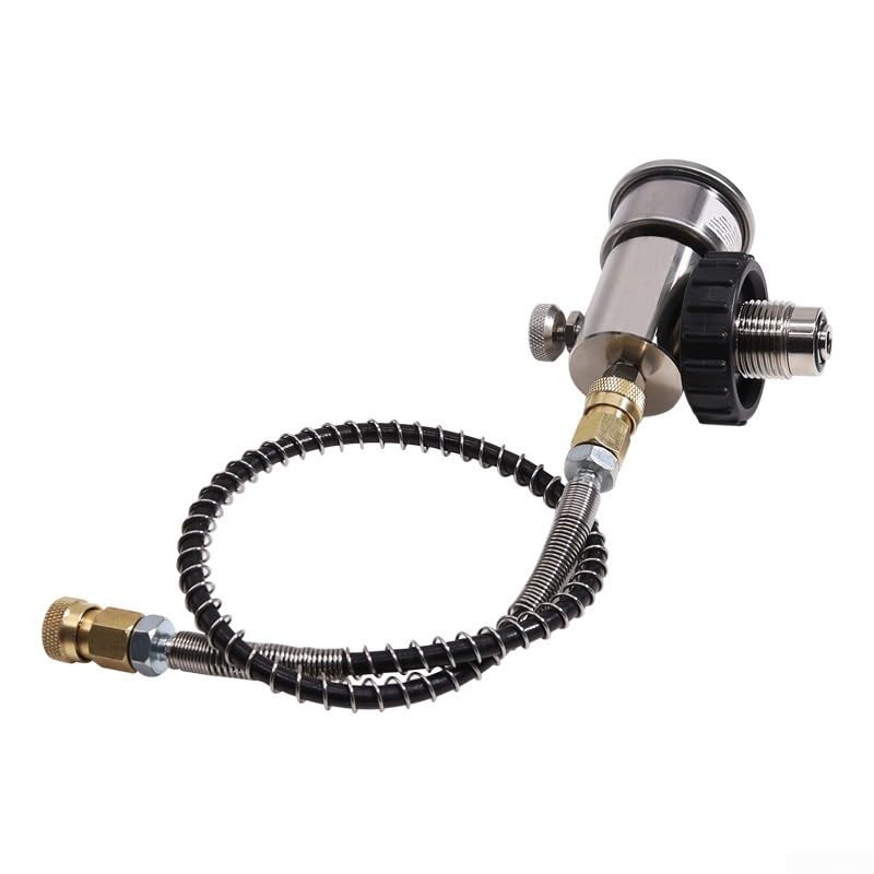 Adattatore per manometro ad alta pressione da G5/8 a 7/8 con doppio display luminoso e tubo da 24 pollici per manutenzione bombola ARA (SFC040)